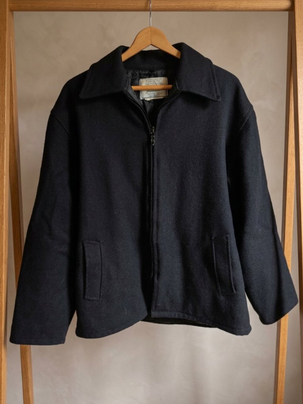 Vintage Johnson Woolen Mills Men XL Black Wool Jacket